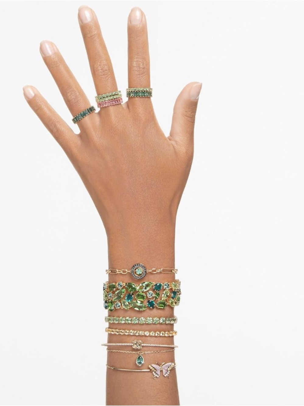 Swarovski Gold-Tone Green Crystal Tennis Bracelet NIB Retail:$269 - Picture 4 of 8